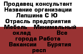 Продавец-консультант › Название организации ­ Лапшина С.Ю. › Отрасль предприятия ­ Мебель › Минимальный оклад ­ 45 000 - Все города Работа » Вакансии   . Бурятия респ.